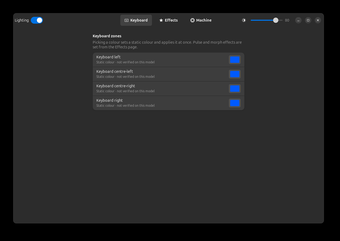 AlienFX LEDs avec le modèle Dell G15 5520 : quatre zones de clavier